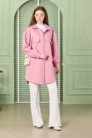 Oversize Shirt Jacket Pink - 2
