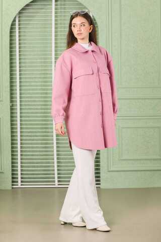 Oversize Shirt Jacket Pink - 5