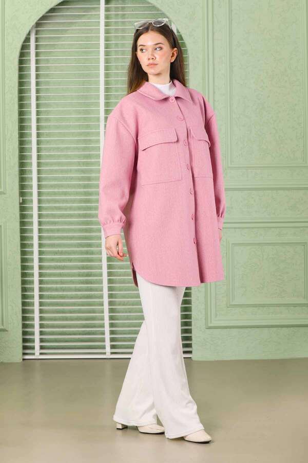 Oversize Shirt Jacket Pink - 5