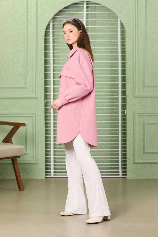 Oversize Shirt Jacket Pink - 7