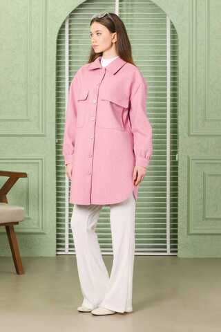 Oversize Shirt Jacket Pink - 8