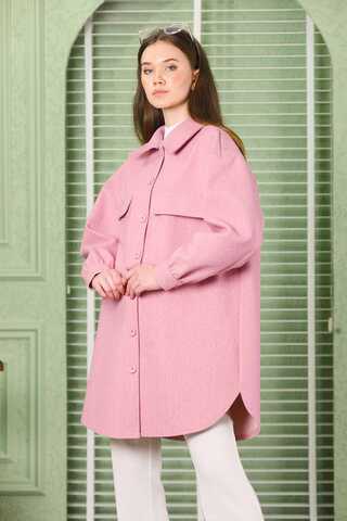 Oversize Shirt Jacket Pink - 9