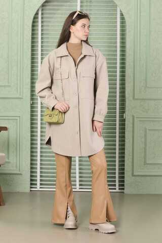 Oversize Shirt Jacket Stone - 1