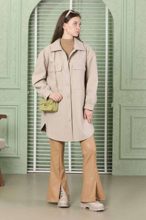 Oversize Shirt Jacket Stone - 1