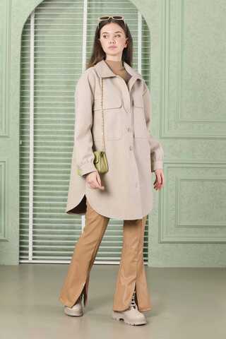 Oversize Shirt Jacket Stone - 2