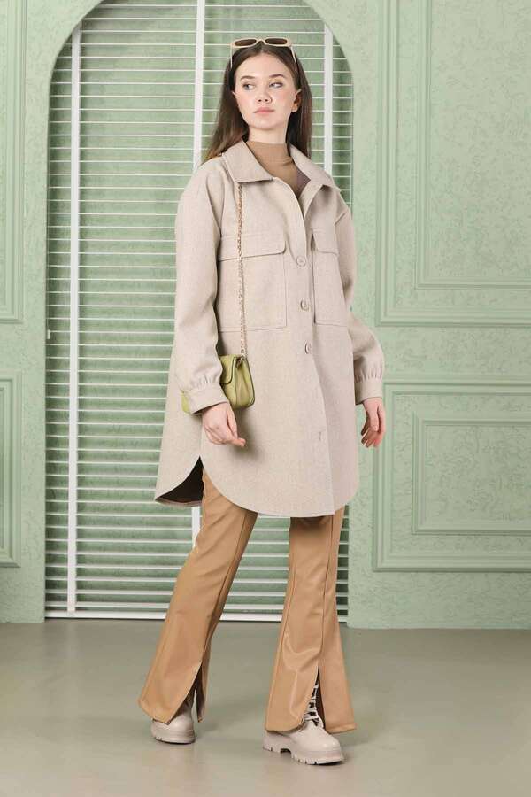 Oversize Shirt Jacket Stone - 2