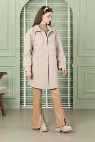 Oversize Shirt Jacket Stone - 3