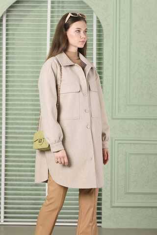 Oversize Shirt Jacket Stone - 4
