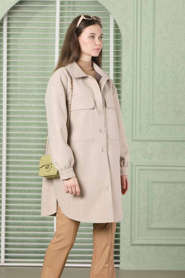 Oversize Shirt Jacket Stone - 4