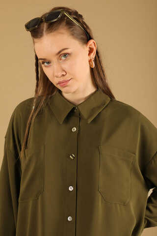 Oversize Shirt Khaki - 4