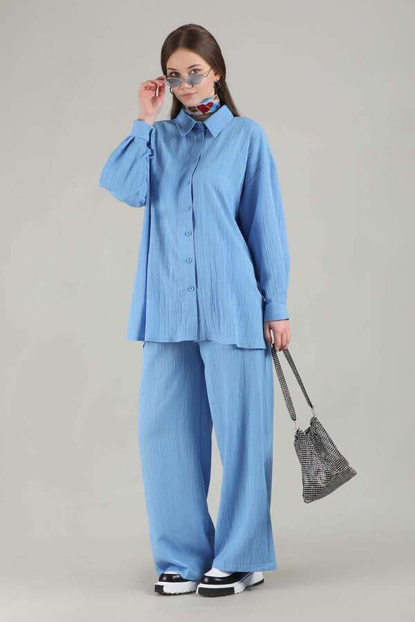 Oversize Shirt Suit Baby Blue - 3