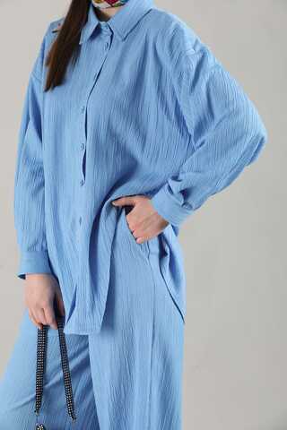 Oversize Shirt Suit Baby Blue - 2