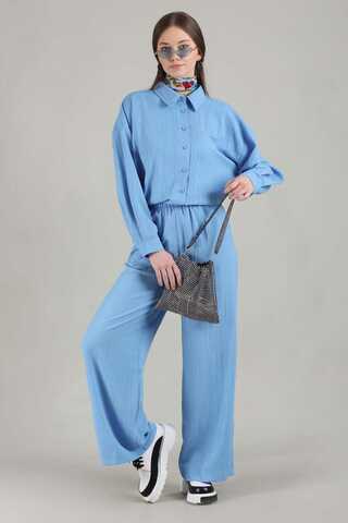 Oversize Shirt Suit Baby Blue - 1