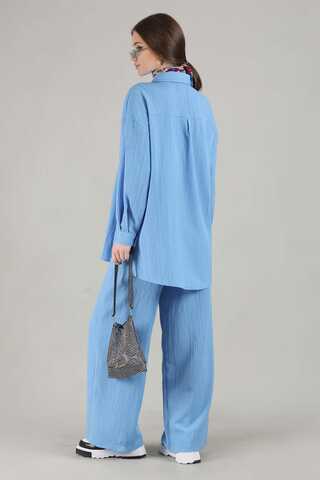 Oversize Shirt Suit Baby Blue - 5
