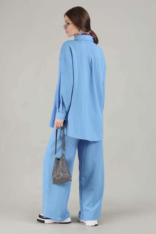 Oversize Shirt Suit Baby Blue - 5