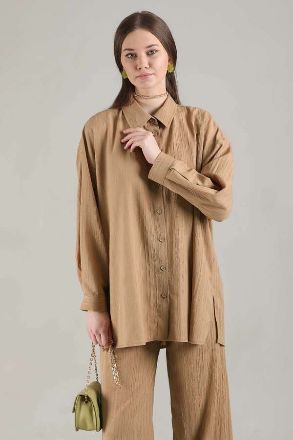 Oversize Shirt Suit Camel - 2