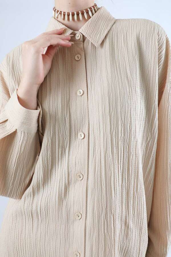 Oversize Shirt Suit Cream - 4