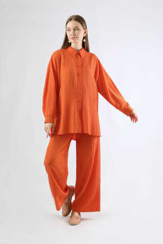 Oversize Shirt Suit Orange - 1