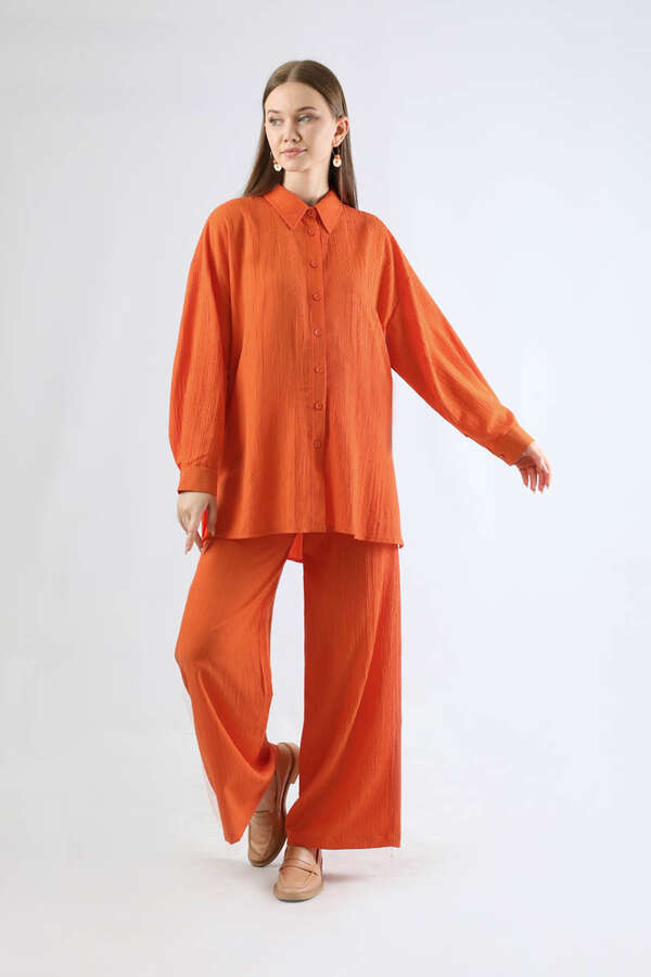 Oversize Shirt Suit Orange - 1
