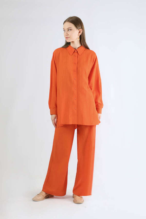 Oversize Shirt Suit Orange - 3