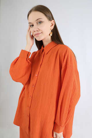 Oversize Shirt Suit Orange - 4