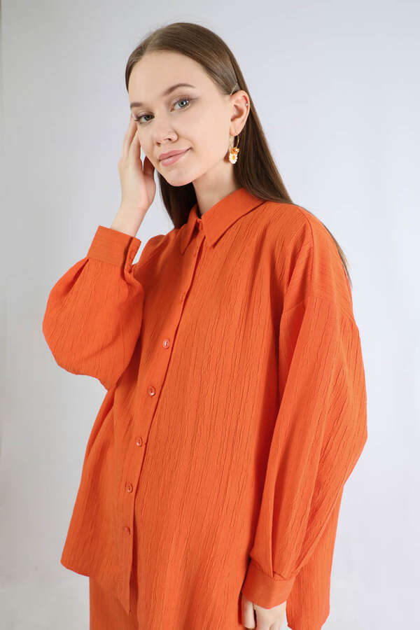 Oversize Shirt Suit Orange - 4