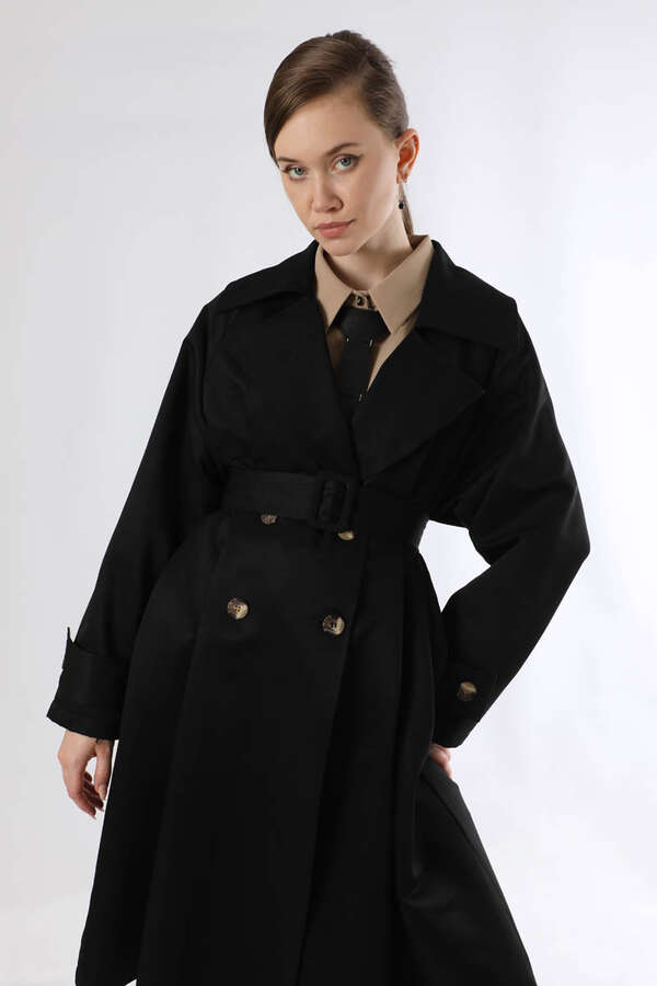 Oversize Trench Coat Black - 2
