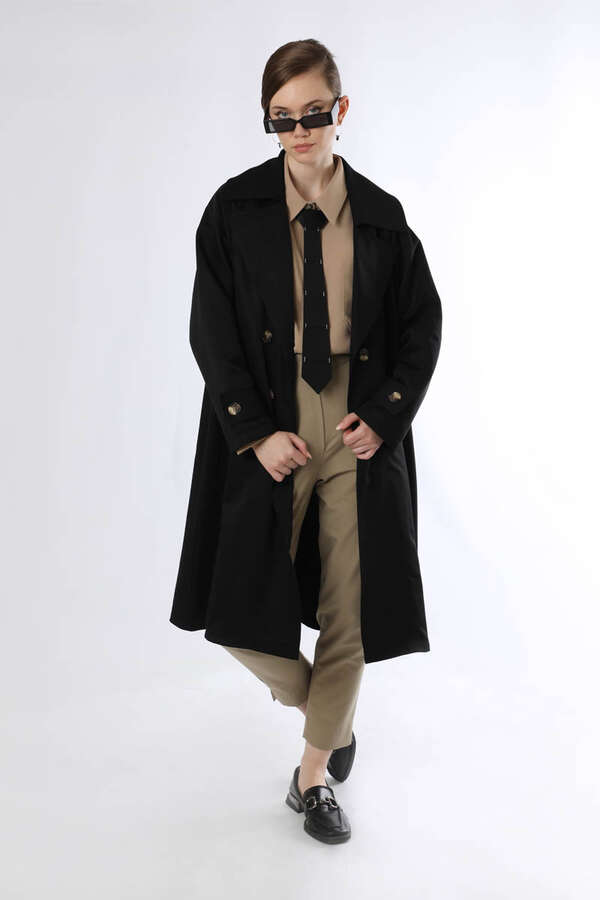Oversize Trench Coat Black - 3
