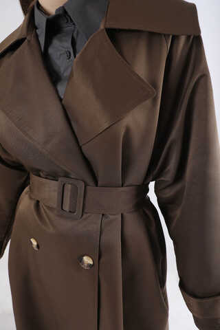 Oversize Trench Coat Brown - 4