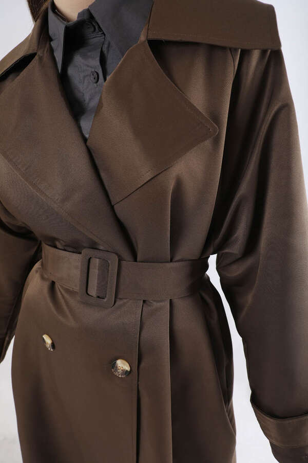 Oversize Trench Coat Brown - 4
