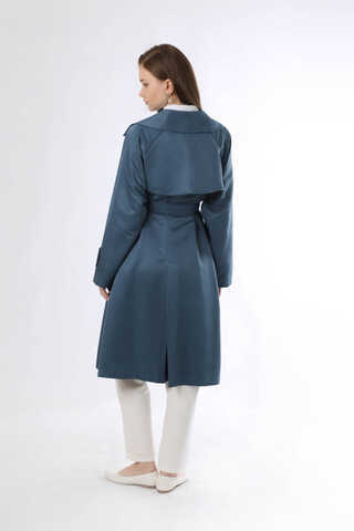 Oversize Trençkot İndigo - 6