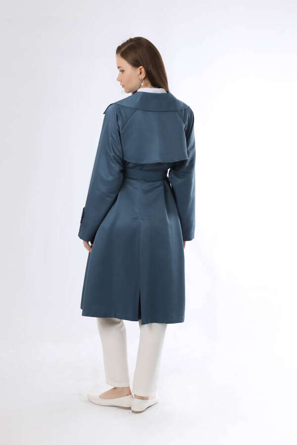 Oversize Trençkot İndigo - 6