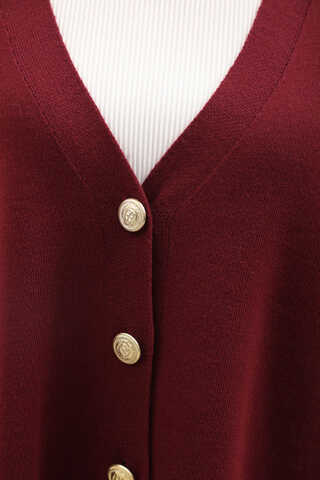 Oversize Triko Hırka Bordo - 9