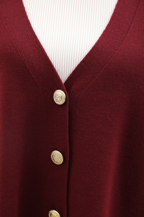 Oversize Triko Hırka Bordo - 9