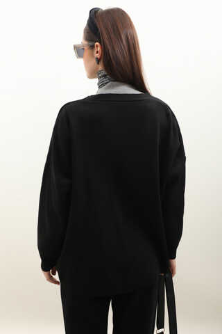Oversize Triko Hırka Siyah - 10