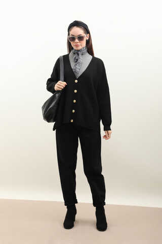 Oversize Triko Hırka Siyah - 2