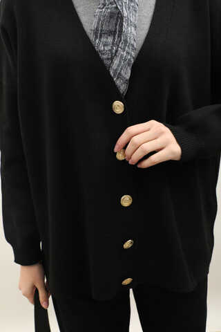 Oversize Triko Hırka Siyah - 6