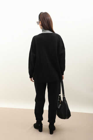 Oversize Triko Hırka Siyah - 9