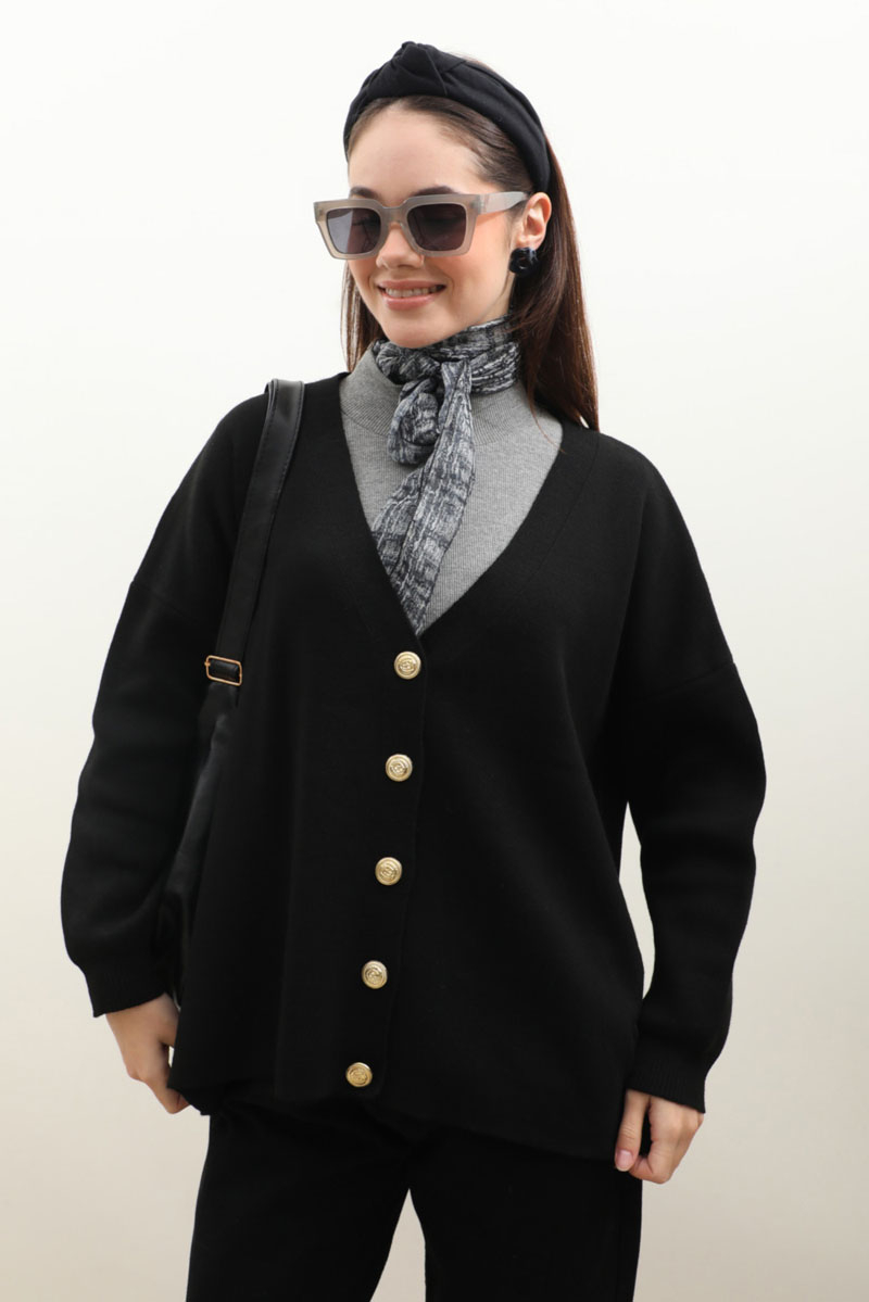 Oversize Triko Hırka Siyah