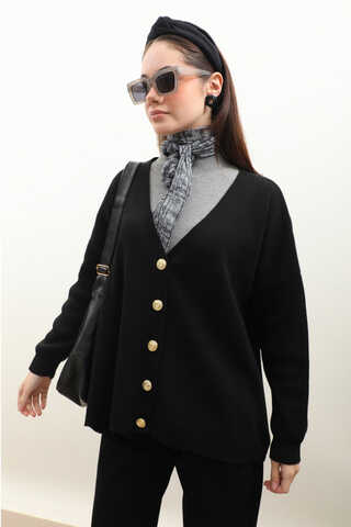 Oversize Triko Hırka Siyah - 4