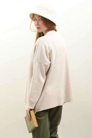 Oversize Triko Hırka Taş - 9