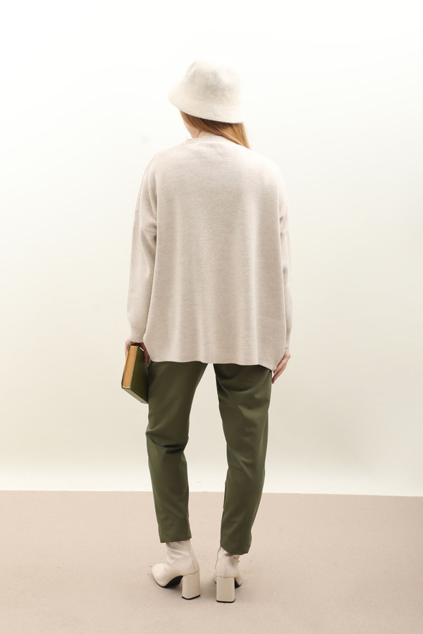 Oversize Triko Hırka Taş - 8