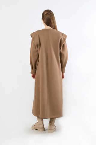 Oversize Üç İplik Elbise Bej - 6