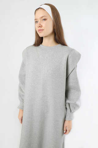 Oversize Üç İplik Elbise Gri - 2