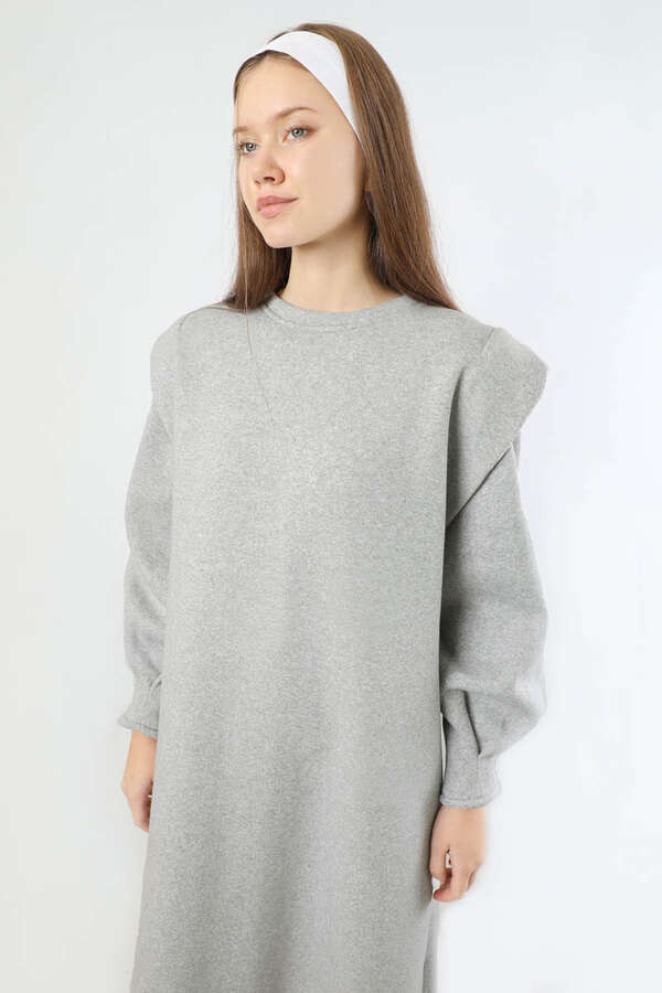 Oversize Üç İplik Elbise Gri - 2