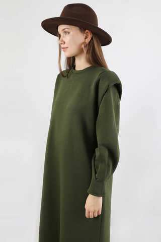 Oversize Üç İplik Elbise Haki - 2