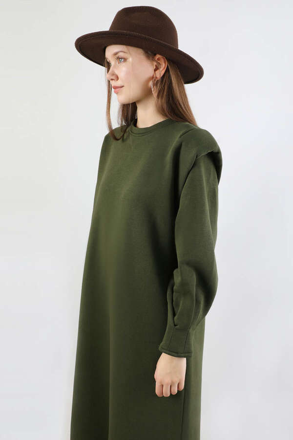 Oversize Üç İplik Elbise Haki - 2