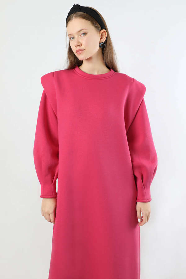 Oversize Üç İplik Elbise Pembe - 2