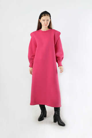 Oversize Üç İplik Elbise Pembe - 3