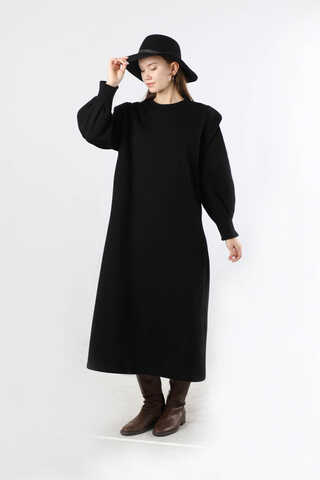 Oversize Üç İplik Elbise Siyah - 3